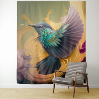 Hummingbird im Abstrakten Leben Wandteppich