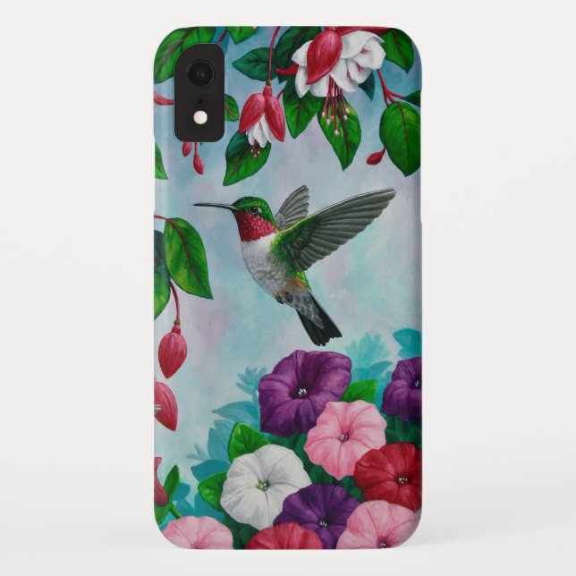 Hummingbird im Blumengarten Case-Mate iPhone Hülle (Rückseite)