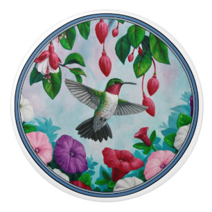 Hummingbird im Blumengarten Keramikknauf