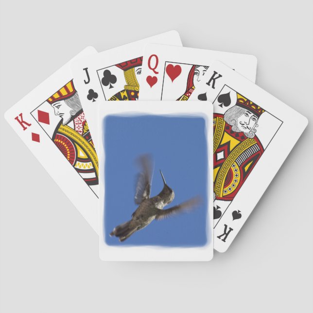 Hummingbird im Flugweißen Rand Spielkarten (Rückseite)