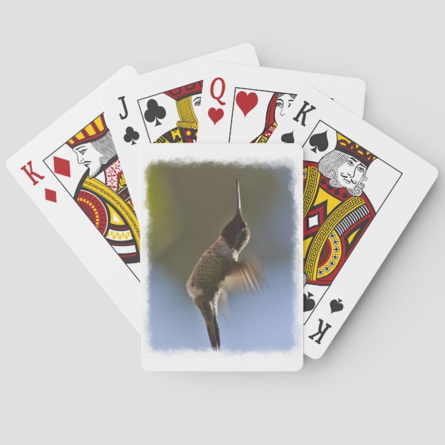 Hummingbird im Flugweißen Rand Spielkarten (Rückseite)