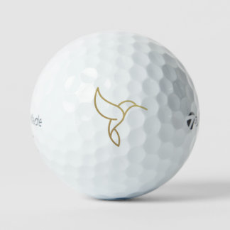 Hummingbird im Monoline Style - Gold im Schwarzen  Golfball