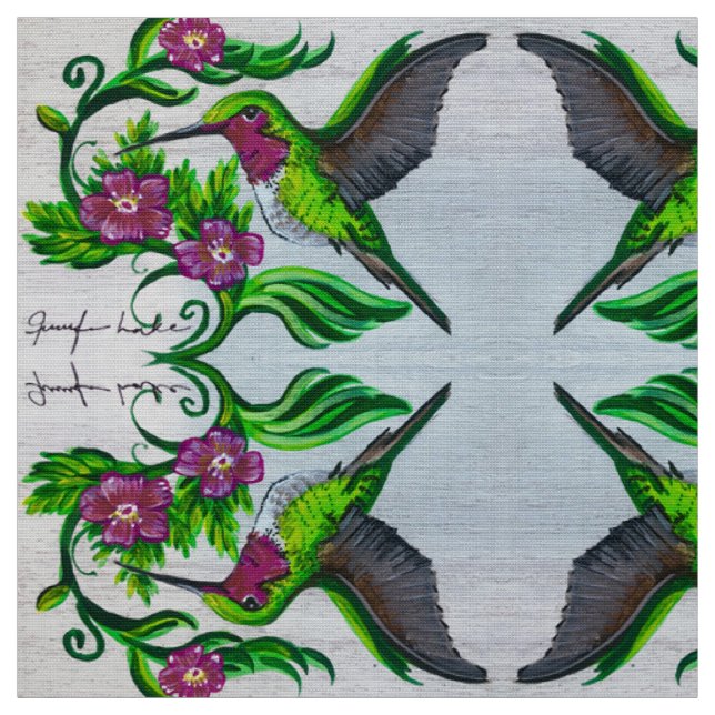 Hummingbird in rosa Blume Stoff (Muster)