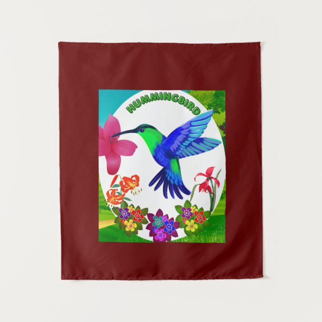 Hummingbird inmitten der Schönheit der Natur, Sere Wandteppich (Vorderseite)