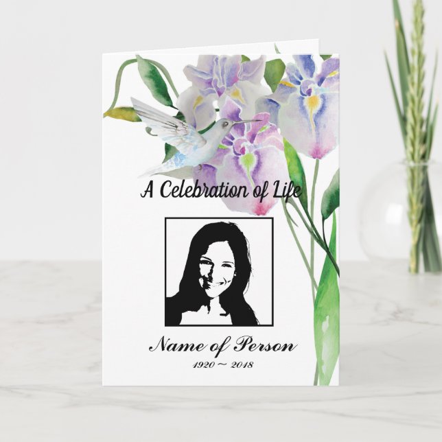 Hummingbird & Iris Beerdigung Programm (Vorderseite)