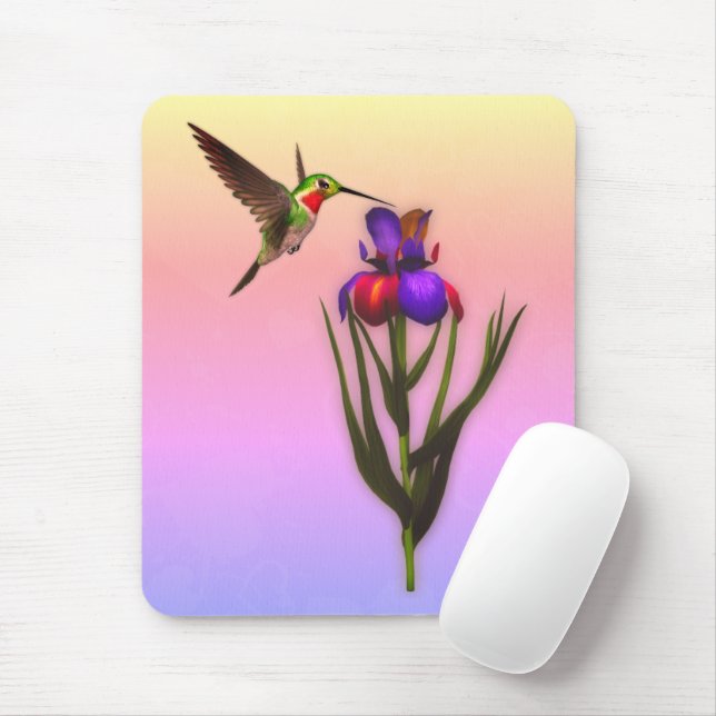 Hummingbird Iris Blume Art Mousepad (Mit Mouse)