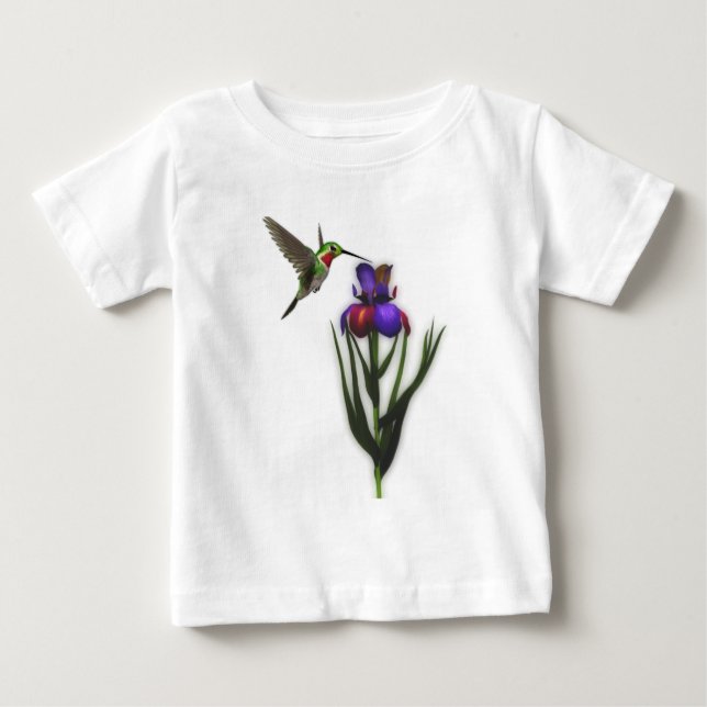 Hummingbird Iris Blume Baby T-shirt (Vorderseite)