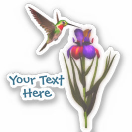 Hummingbird Iris Blume Personalisiert Aufkleber