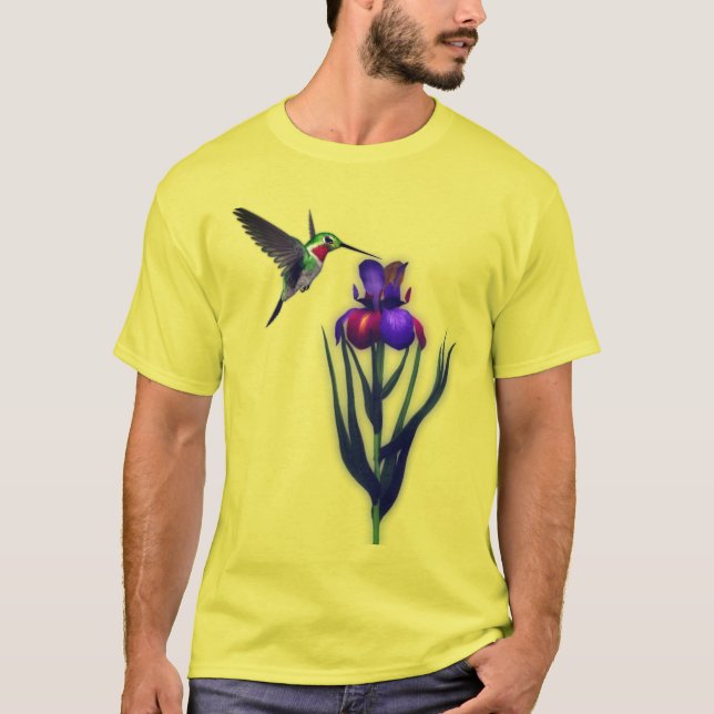 Hummingbird Iris Blume T-Shirt (Vorderseite)