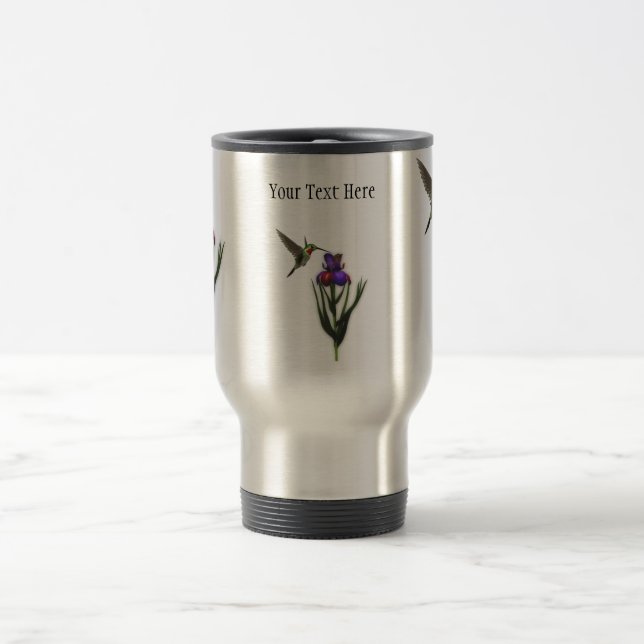 Hummingbird Iris Blume Travel Mug Reisebecher (Mittel)