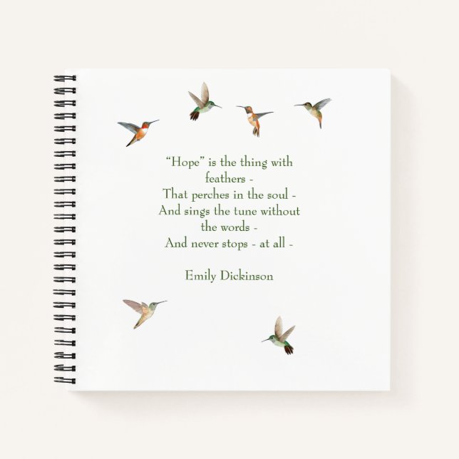 Hummingbird Journal mit Emily Dickinson Zitat Notizbuch (Vorderseite)