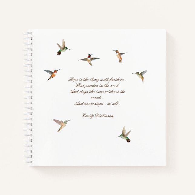 Hummingbird Journal mit Emily Dickinson Zitat Notizbuch (Vorderseite)