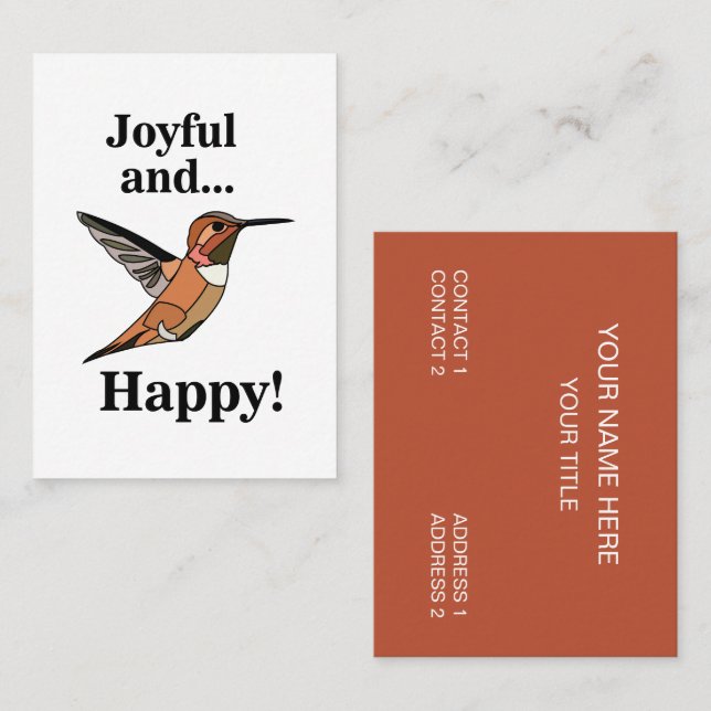 Hummingbird Joyful and Happy Wildlife Vogelbeobach Visitenkarte (Vorne/Hinten)