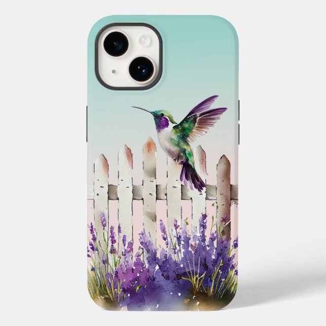 Hummingbird Lavender Floral Case-Mate iPhone 14 Hülle (Rückseite)
