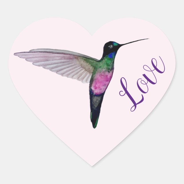 Hummingbird-Liebe Herz-Aufkleber (Vorderseite)