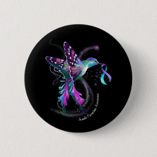 Hummingbird Lila Blue Ribbon Suizidverhütung Button