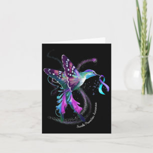 Hummingbird Lila Blue Ribbon Suizidverhütung Karte