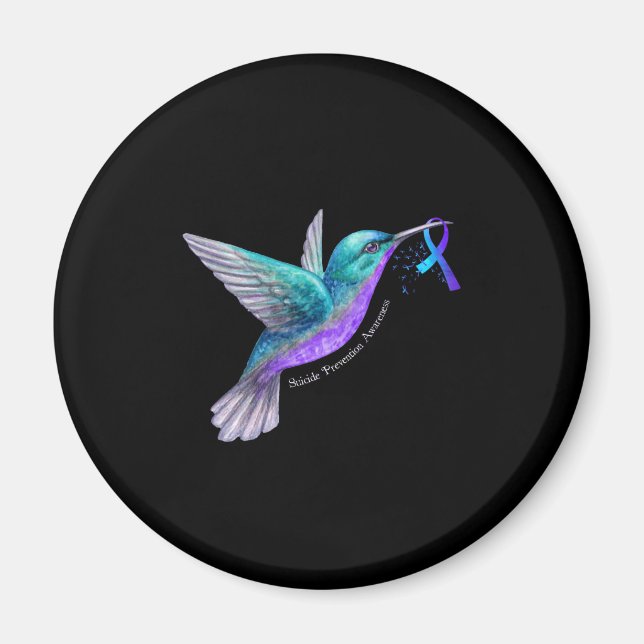 Hummingbird Lila Blue Ribbon Suizidverhütung Magnet (Vorne)
