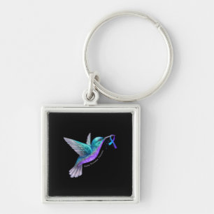 Hummingbird Lila Blue Ribbon Suizidverhütung Schlüsselanhänger