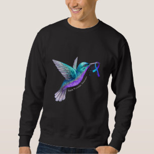 Hummingbird Lila Blue Ribbon Suizidverhütung Sweatshirt