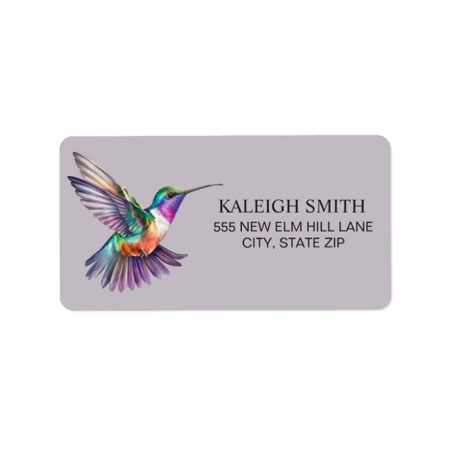 Hummingbird Lila Nature Address Adressaufkleber (Vorne)