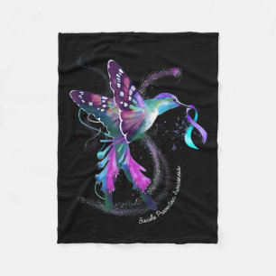 Hummingbird Lila Ribbon Suicide Prevention Aware Fleecedecke
