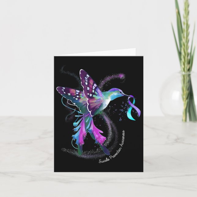 Hummingbird Lila Ribbon Suicide Prevention Aware Karte (Vorderseite)
