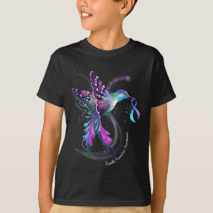 Hummingbird Lila Ribbon Suicide Prevention Aware T-Shirt