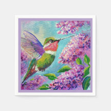 Hummingbird & Lilacs Papier & Tuch Napkins