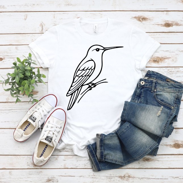 Hummingbird Line Art – Bird Illustration T-Shirt (Von Creator hochgeladen)