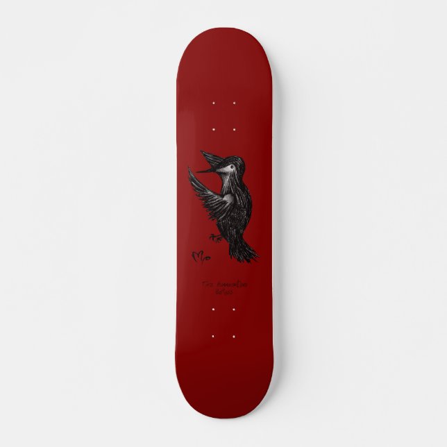 Hummingbird Logo Red Skateboard (Vorne)