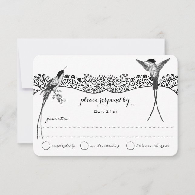 Hummingbird Love Bird Wedding RSVP Karte (Vorderseite)