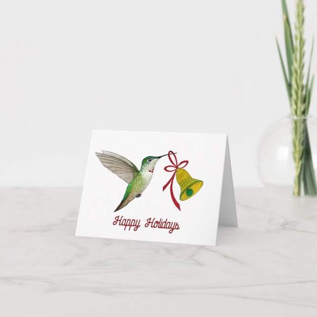 Hummingbird mit Bell Feiertagskarte (Vorderseite)