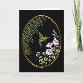 Hummingbird mit/Blume 3 Leere Grußkarte Karte
