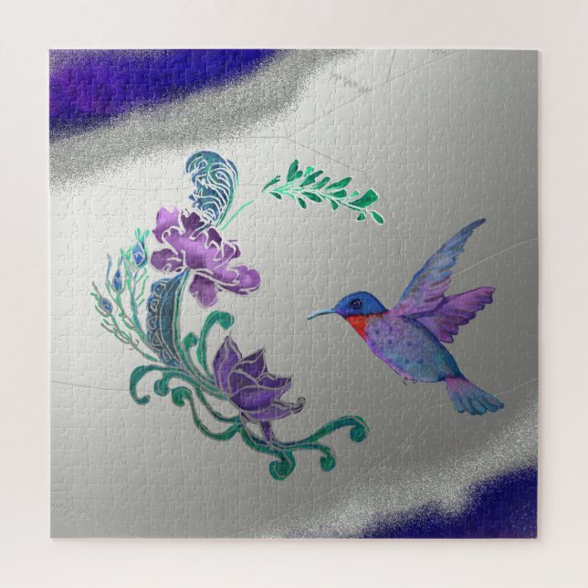 Hummingbird mit Blume im Geode-Hintergrund (Vertikal)