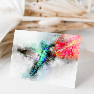 Hummingbird mit Blume Wasserfarbe - 01 Dankeskarte