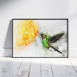 Hummingbird mit Blume Wasserfarbe - 02 Fotodruck