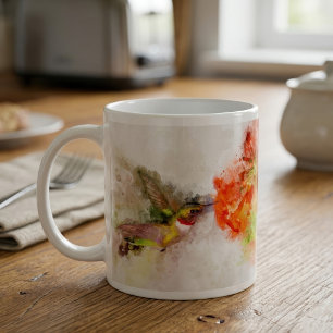Hummingbird mit Blume Wasserfarbe - 05 Kaffeetasse