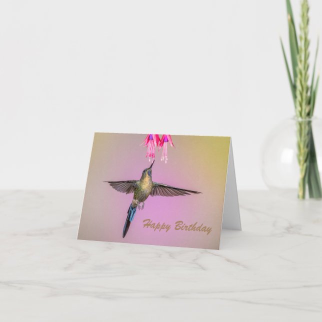 Hummingbird mit einem langen Schwanz zum Geburtsta Karte (Vorderseite)
