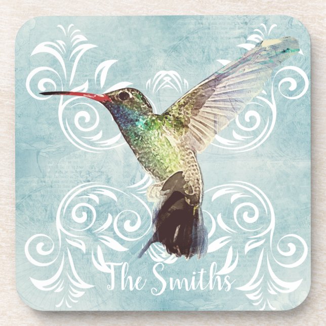 Hummingbird mit Geblüht Hintergrund Getränkeuntersetzer (Vorderseite)