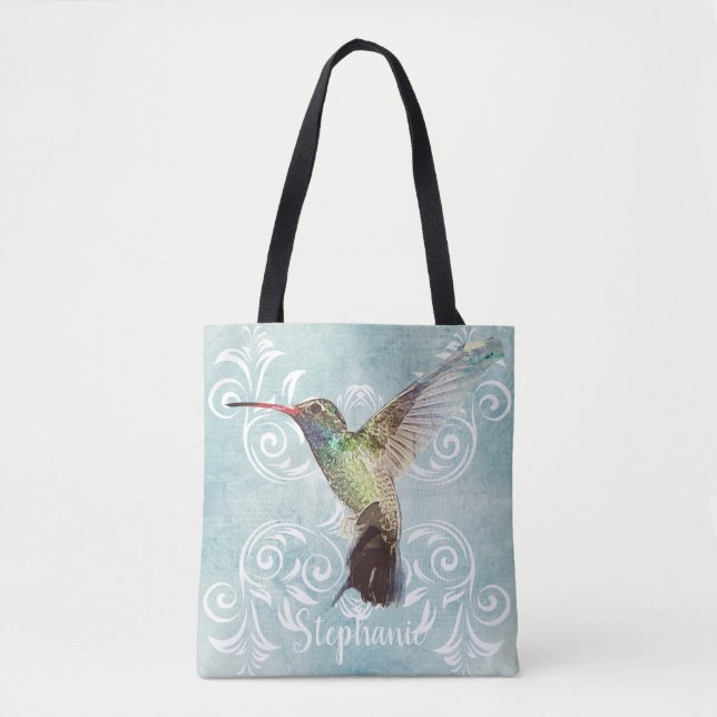 Hummingbird mit Geblüht Hintergrund Tasche (Vorderseite)