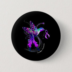 Hummingbird mit Lila Ribbon-Überdosierung Awarene Button