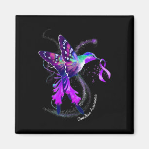 Hummingbird mit Lila Ribbon-Überdosierung Awarene Magnet