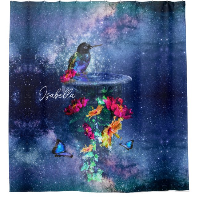Hummingbird mit Peony Blume Duschvorhang (Vorderseite)