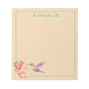Hummingbird mit roten und gelben Blume Notepad Notizblock