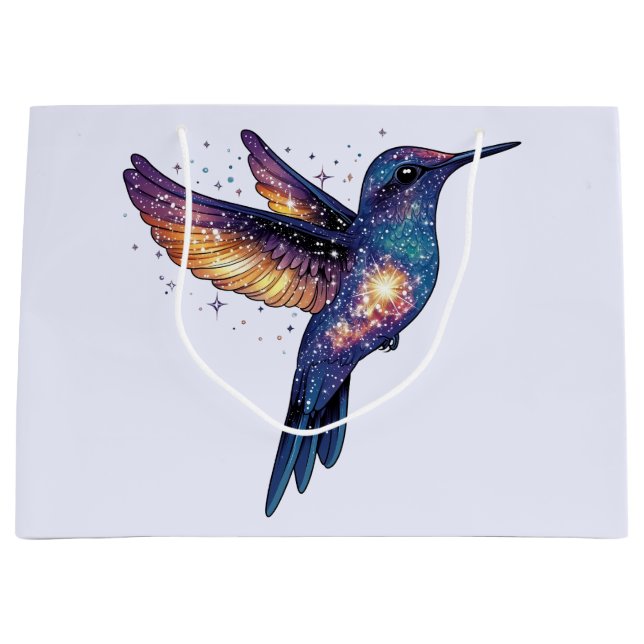 Hummingbird mit Sternenhimmel-Galaxy-Vogel Große Geschenktüte (Vorderseite)