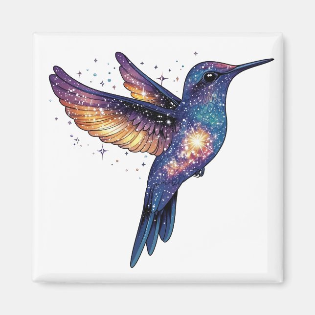 Hummingbird mit Sternenhimmel-Galaxy-Vogel Magnet (Vorne)