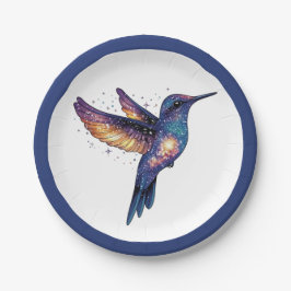 Hummingbird mit Sternenhimmel-Galaxy-Vogel Pappteller