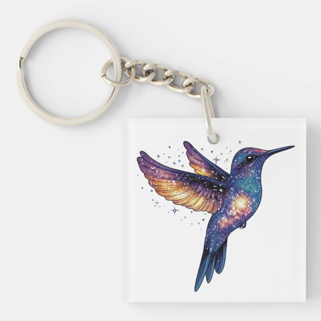 Hummingbird mit Sternenhimmel-Galaxy-Vogel Schlüsselanhänger (Vorderseite)