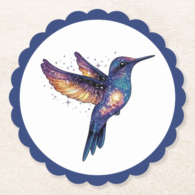 Hummingbird mit Sternenhimmel-Galaxy-Vogel Untersetzer (Vorderseite)